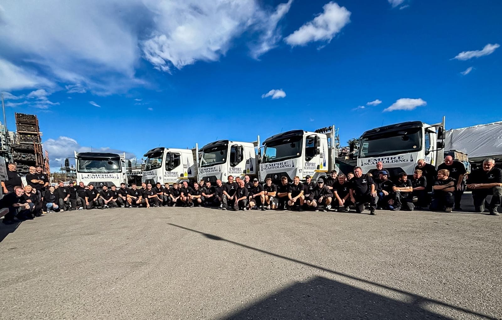 Empire Scaffolding team and fleet of vehicles Hucknall Nottinghamshire